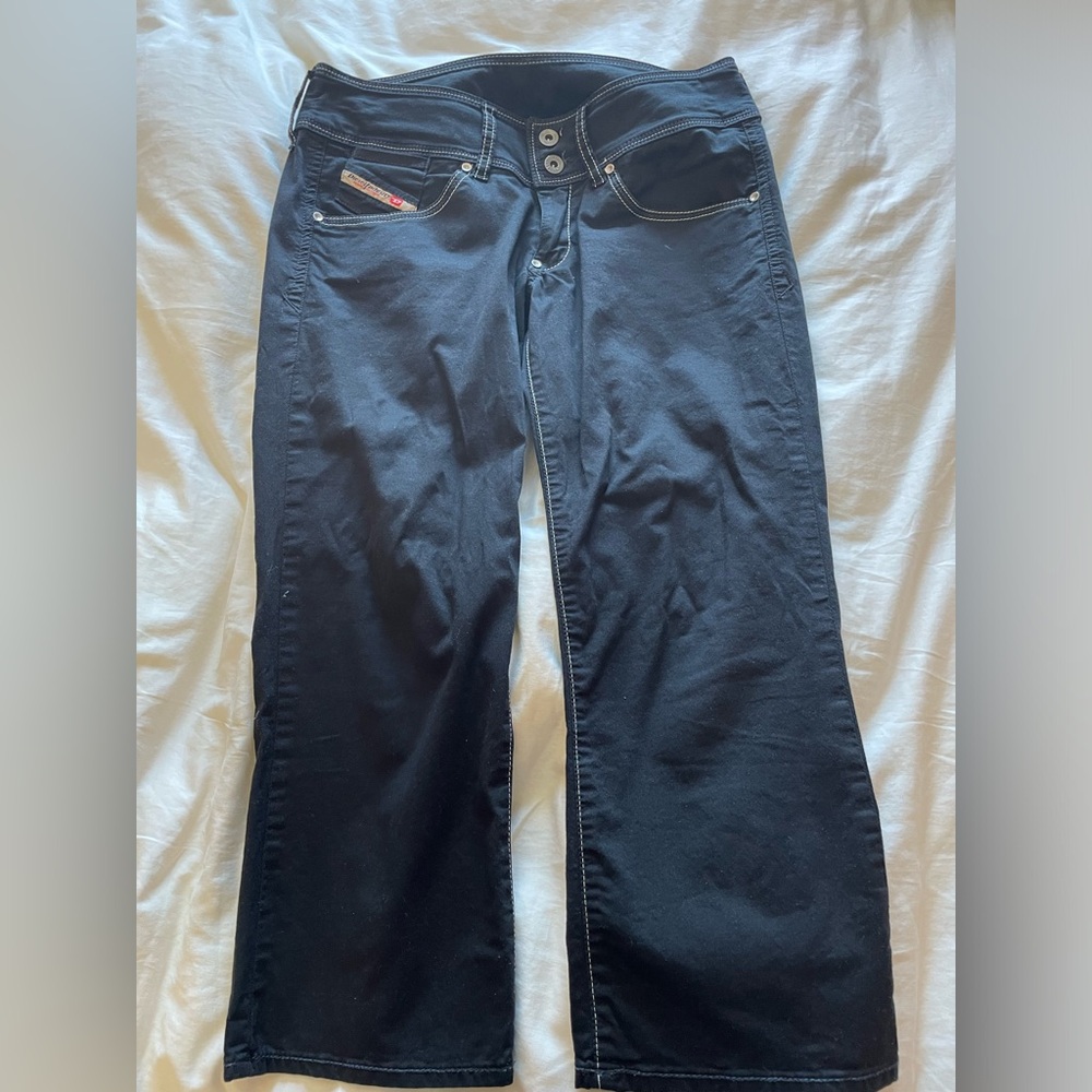 DIESEL black cotton cropped pants